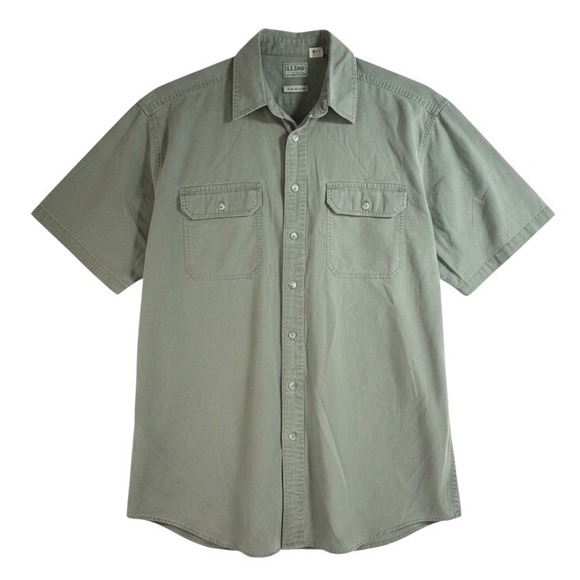 L.L. Bean Other - LL Bean Mens Large Tall Short Sleeve Button Down Utility Shirt Sage Green VTG